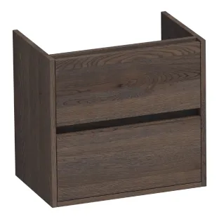 Brauer Adore washbasin cabinet shallow - 60x39x55 cm - 2 drawers without handles - soft close - 1 siphon recess - continuous slats - Solid oak black