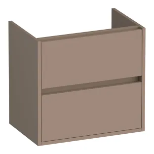 Brauer Adore wastafelonderkast ondiep - 60x39x55 cm - 2 laden greeploos - softclose - 1 sifonuitsparing - MDF gelakt - Mat Mokka