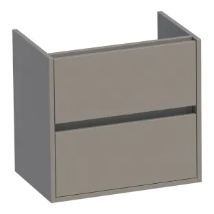 Brauer Adore washbasin cabinet shallow - 60x39x55 cm - 2 drawers handleless - soft close - 1 siphon recess - MDF lacquered - Matt Taupe