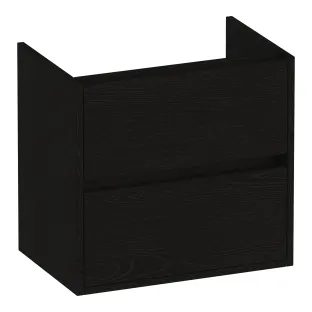 Brauer Adore washbasin cabinet shallow - 60x39x55 cm - 2 drawers handleless - soft close - 1 siphon recess - MFC - Timber Black
