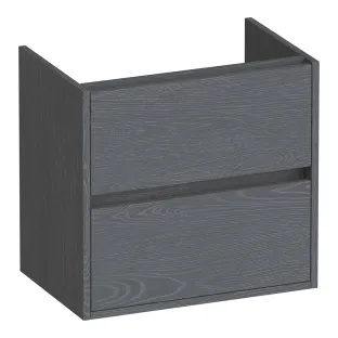 Brauer Adore wastafelonderkast ondiep - 60x39x55 cm - 2 laden greeploos - softclose - 1 sifonuitsparing - MFC - Timber Grey