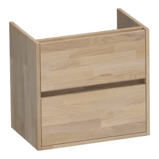 Brauer Adore washbasin cabinet shallow - 60x39x55 cm - 2 drawers handleless - soft close - 1 siphon recess - Finger joint oak gray