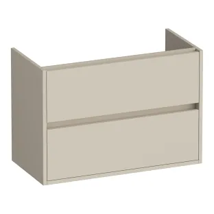 Brauer Adore wastafelonderkast ondiep - 80x39x55 cm - 2 laden greeploos - softclose - 1 sifonuitsparing - MDF gelakt - Mat Beige