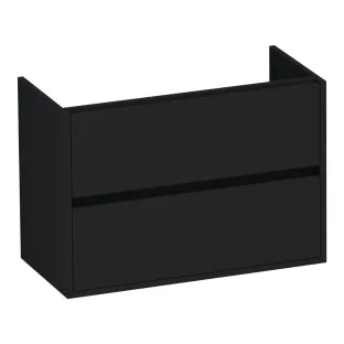 Brauer Adore wastafelonderkast ondiep - 80x39x55 cm - 2 laden greeploos - softclose - 1 sifonuitsparing - MDF gelakt - Mat Zwart