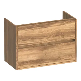 Brauer Adore wastafelonderkast ondiep - 80x39x55 cm - 2 laden greeploos - softclose - 1 sifonuitsparing - MFC - Honey