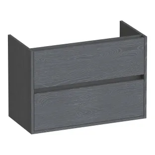 Brauer Adore washbasin cabinet shallow - 80x39x55 cm - 2 drawers handleless - soft close - 1 siphon recess - MFC - Timber Grey