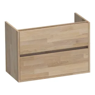 Brauer Adore washbasin cabinet shallow - 80x39x55 cm - 2 drawers handleless - soft close - 1 siphon recess - Finger joint oak gray
