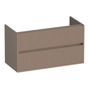 Brauer Adore Wavy washbasin cabinet - 100x46x55 cm - 2 drawers without handles - soft close - 1 siphon recess - MDF lacquered - Matt Mocha