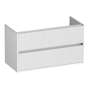 Brauer Adore Wavy washbasin cabinet - 100x46x55 cm - 2 drawers handleless - soft close - 1 siphon recess - MDF lacquered - Matt White