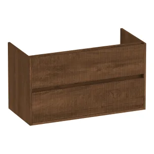 Brauer Adore Wavy washbasin cabinet - 100x46x55 cm - 2 drawers without handles - soft close - 1 siphon recess - MFC - Forest Cacao