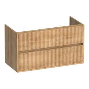 Brauer Adore Wavy washbasin cabinet - 100x46x55 cm - 2 drawers handleless - soft close - 1 siphon recess - MFC - Forest Tan