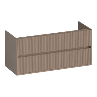 Brauer Adore Wavy washbasin cabinet - 120x46x55 cm - 2 drawers without handles - soft close - 1 siphon recess - MDF lacquered - Matt Mocha