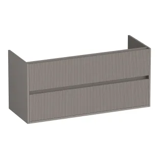 Brauer Adore Wavy washbasin cabinet - 120x46x55 cm - 2 drawers handleless - soft close - 1 siphon recess - MDF lacquered - Matt Taupe