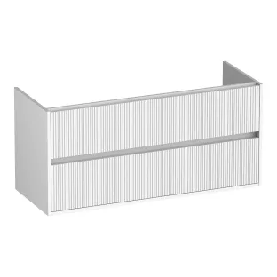 Brauer Adore Wavy washbasin cabinet - 120x46x55 cm - 2 drawers handleless - soft close - 1 siphon recess - MDF lacquered - Matt White