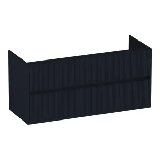 Brauer Adore Wavy washbasin cabinet - 120x46x55 cm - 2 drawers without handles - soft close - 1 siphon recess - MDF lacquered - Matt Black