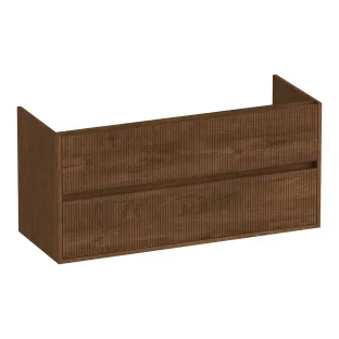 Brauer Adore Wavy washbasin cabinet - 120x46x55 cm - 2 drawers without handles - soft close - 1 siphon recess - MFC - Forest Cacao
