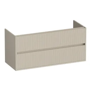 Brauer Adore Wavy washbasin cabinet - 120x46x55 cm - 2 drawers without handles - soft close - 2 siphon cut-outs - MDF lacquered - Matt Beige