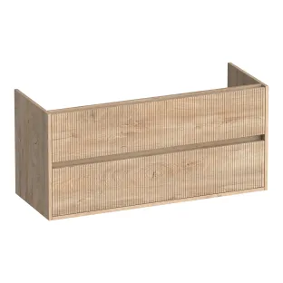Brauer Adore Wavy washbasin cabinet - 120x46x55 cm - 2 drawers handleless - soft close - 2 siphon cut-outs - MFC - Forest Wheat