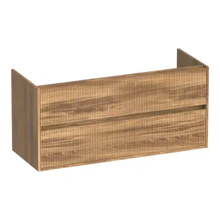 Brauer Adore Wavy washbasin cabinet - 120x46x55 cm - 2 drawers without handles - soft close - 2 siphon cut-outs - MFC - Honey