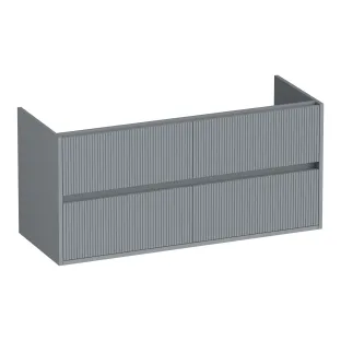 Brauer Adore Wavy wastafelonderkast - 120x46x55 cm - 4 laden greeploos - softclose - 2 sifonuitsparingen - MDF gelakt - Mat Grijs