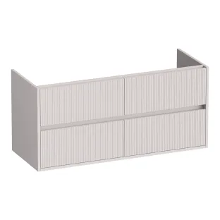 Brauer Adore Wavy washbasin cabinet - 120x46x55 cm - 4 drawers without handles - soft close - 2 siphon cut-outs - MDF lacquered - Matt Sand