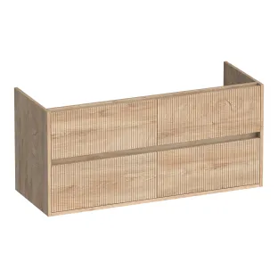 Brauer Adore Wavy washbasin cabinet - 120x46x55 cm - 4 drawers handleless - soft close - 2 siphon cut-outs - MFC - Forest Wheat