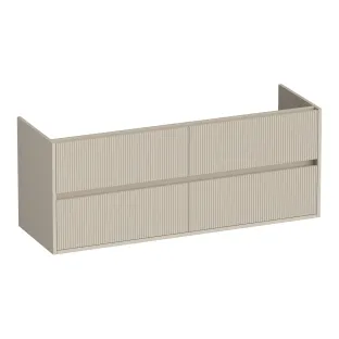 Brauer Adore Wavy washbasin cabinet - 140x46x55 cm - 4 drawers without handles - soft close - 2 siphon cut-outs - MDF lacquered - Matt Beige