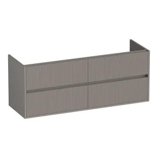 Brauer Adore Wavy washbasin cabinet - 140x46x55 cm - 4 drawers without handles - soft close - 2 siphon cut-outs - MDF lacquered - Matt Taupe