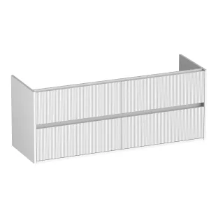 Brauer Adore Wavy washbasin cabinet - 140x46x55 cm - 4 drawers without handles - soft close - 2 siphon cut-outs - MDF lacquered - Matt White