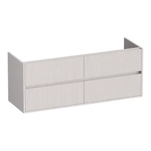 Brauer Adore Wavy washbasin cabinet - 140x46x55 cm - 4 drawers without handles - soft close - 2 siphon cut-outs - MDF lacquered - Matt Sand