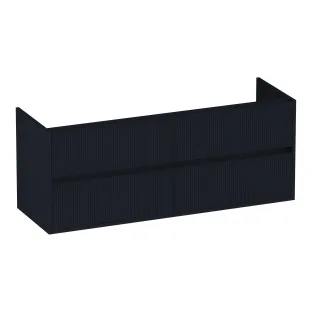 Brauer Adore Wavy washbasin cabinet - 140x46x55 cm - 4 drawers without handles - soft close - 2 siphon cut-outs - MDF lacquered - Matt Black