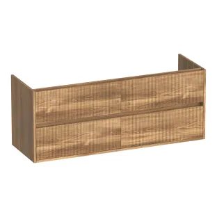 Brauer Adore Wavy washbasin cabinet - 140x46x55 cm - 4 drawers without handles - soft close - 2 siphon cut-outs - MFC - Honey