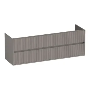 Brauer Adore Wavy washbasin cabinet - 160x46x55 cm - 4 drawers without handles - soft close - 2 siphon cut-outs - MDF lacquered - Matt Taupe