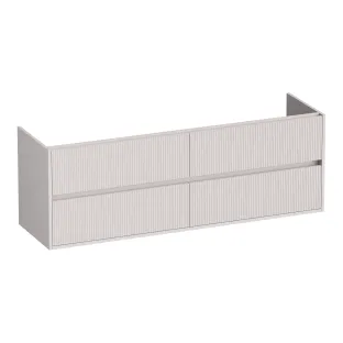 Brauer Adore Wavy washbasin cabinet - 160x46x55 cm - 4 drawers without handles - soft close - 2 siphon cut-outs - MDF lacquered - Matt Sand