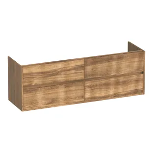 Brauer Adore Wavy washbasin cabinet - 160x46x55 cm - 4 drawers handleless - soft close - 2 siphon cut-outs - MFC - Honey