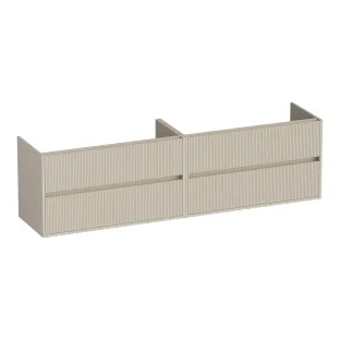 Brauer Adore Wavy washbasin cabinet - 200x46x55 cm - 4 drawers without handles - soft close - 2 siphon cut-outs - MDF lacquered - Matt Beige