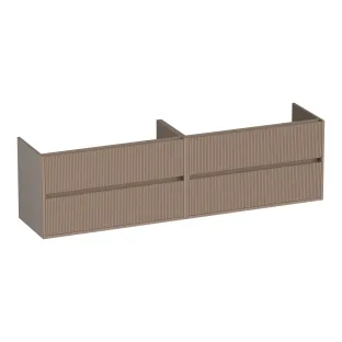 Brauer Adore Wavy washbasin cabinet - 200x46x55 cm - 4 drawers without handles - soft close - 2 siphon cut-outs - MDF lacquered - Matt Mocha