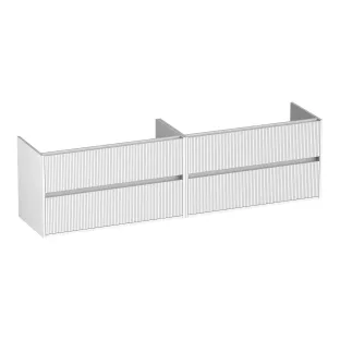Brauer Adore Wavy wastafelonderkast - 200x46x55 cm - 4 laden greeploos - softclose - 2 sifonuitsparingen - MDF gelakt - Mat Wit