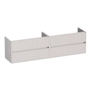Brauer Adore Wavy washbasin cabinet - 200x46x55 cm - 4 drawers without handles - soft close - 2 siphon cut-outs - MDF lacquered - Matt Sand