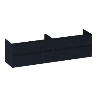 Brauer Adore Wavy washbasin cabinet - 200x46x55 cm - 4 drawers without handles - soft close - 2 siphon cut-outs - MDF lacquered - Matt Black