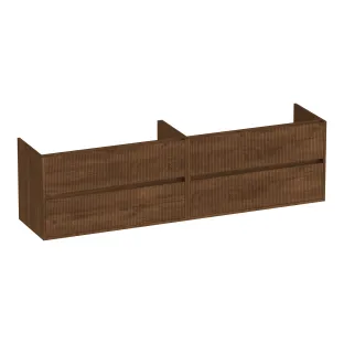 Brauer Adore Wavy washbasin cabinet - 200x46x55 cm - 4 drawers handleless - soft close - 2 siphon cut-outs - MFC - Forest Cacao