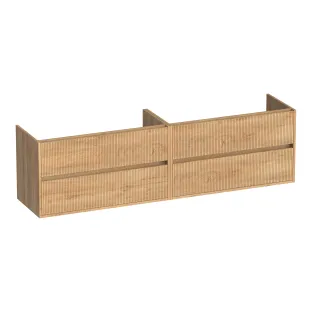 Brauer Adore Wavy washbasin cabinet - 200x46x55 cm - 4 drawers handleless - soft close - 2 siphon cut-outs - MFC - Forest Tan