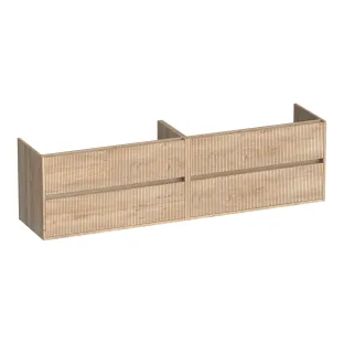 Brauer Adore Wavy washbasin cabinet - 200x46x55 cm - 4 drawers handleless - soft close - 2 siphon cut-outs - MFC - Forest Wheat