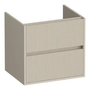 Brauer Adore Wavy washbasin cabinet - 60x46x55 cm - 2 drawers handleless - soft close - 1 siphon recess - MDF lacquered - Matt Beige