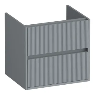 Brauer Adore Wavy washbasin cabinet - 60x46x55 cm - 2 drawers handleless - soft close - 1 siphon recess - MDF lacquered - Matt Grey