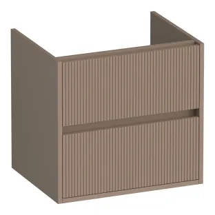 Brauer Adore Wavy washbasin cabinet - 60x46x55 cm - 2 drawers without handles - soft close - 1 siphon recess - MDF lacquered - Matt Mocha