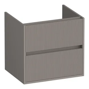 Brauer Adore Wavy washbasin cabinet - 60x46x55 cm - 2 drawers handleless - soft close - 1 siphon recess - MDF lacquered - Matt Taupe