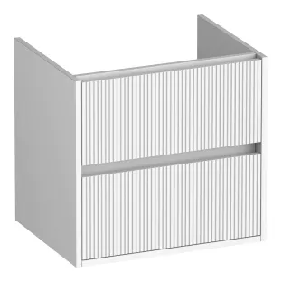 Brauer Adore Wavy washbasin cabinet - 60x46x55 cm - 2 drawers handleless - soft close - 1 siphon recess - MDF lacquered - Matt White