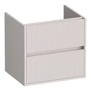 Brauer Adore Wavy washbasin cabinet - 60x46x55 cm - 2 drawers handleless - soft close - 1 siphon recess - MDF lacquered - Matt Sand