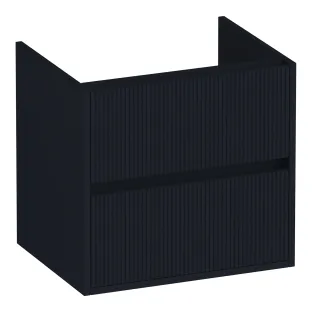 Brauer Adore Wavy washbasin cabinet - 60x46x55 cm - 2 drawers handleless - soft close - 1 siphon recess - MDF lacquered - Matt Black